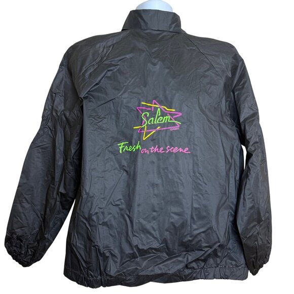 Vtg Salem Fresh On The Scene Cigarettes Windbreaker 90s Retro Black Neon PVC OS - Picture 1 of 12